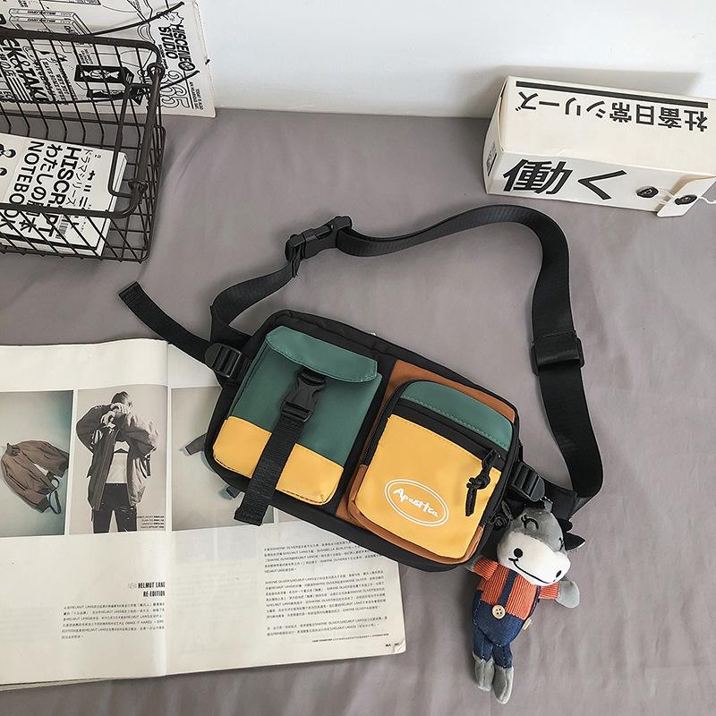Contrast Color Casual Sport Crossbody Chest Bag Men Women Techwear Style Waterproof Waist Bag Multifunction Hip Hop Fanny Pack