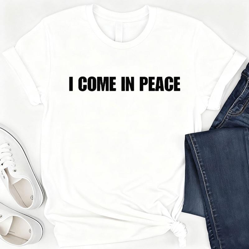 I COME IN PEACE  Couples ShirtFunny Couples Meme Im Peace Crew Neck Short Sleeve Cotton Top Casual Fashion Soft Comfortable