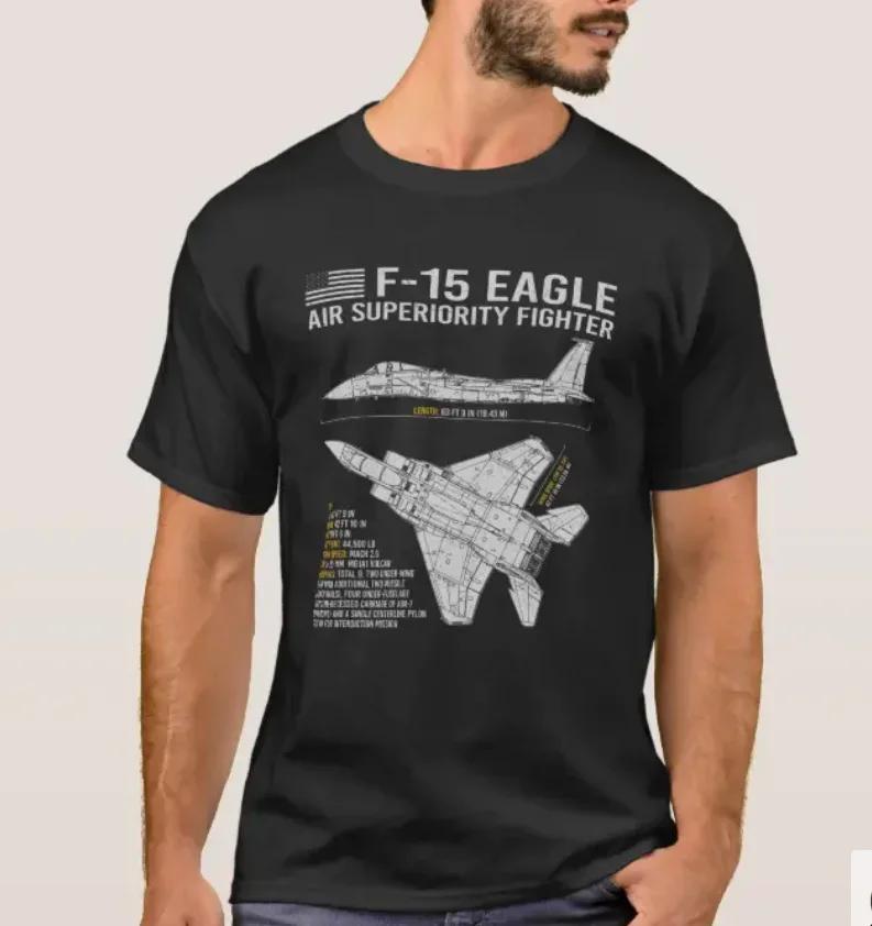 F15 Eagle Jet Fighter Airplane Blueprint TShirt Summer Cotton Short Sleeve ONeck Mens T Shirt New S3XL S
