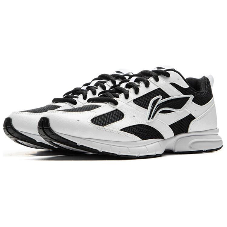Li Ning Fabric Cushioning Slip Resistant Abrasion Resistant Breathable Low Top Running Shoes Women's White Black ARSU068-5