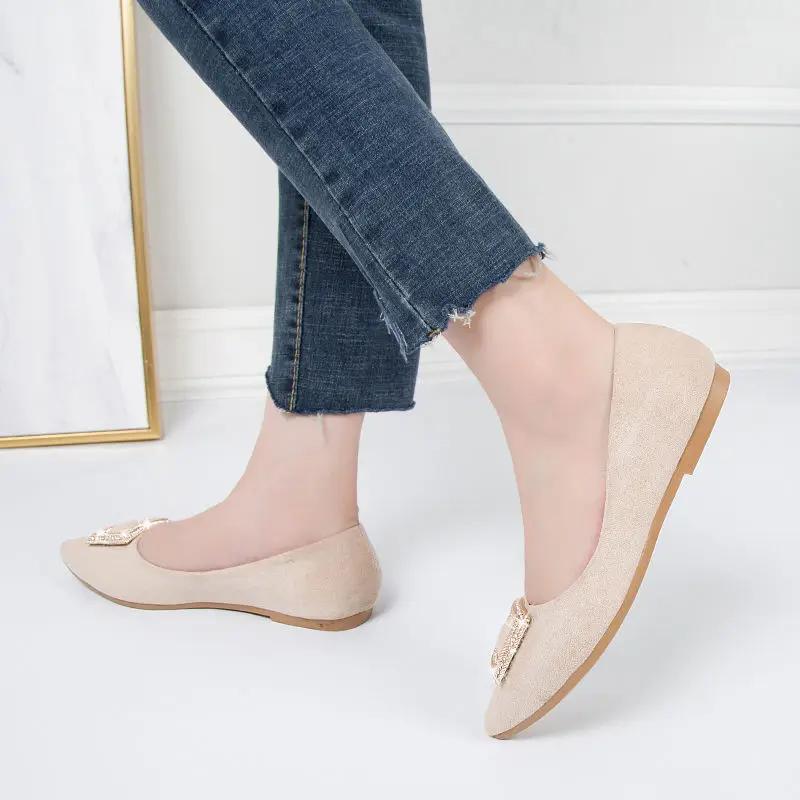 Fashion Wedding Bride Shoe Red Woman Flats Low Heel Elegant Square Buckle Slip On Stylish High Quality Fashion Popular Shoes for Women