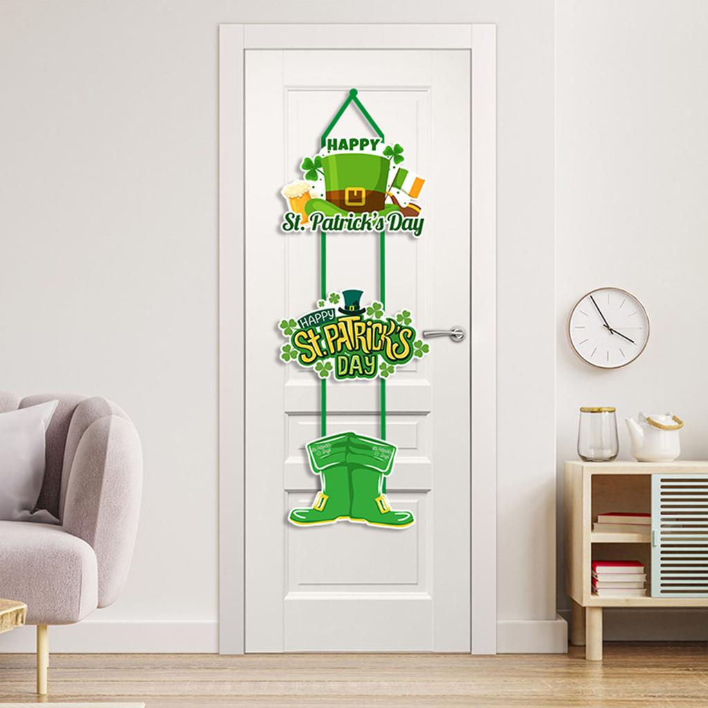 St Patrick Shamrock 3Pcs Paper Door Hanging Decoration for Party Home Decor