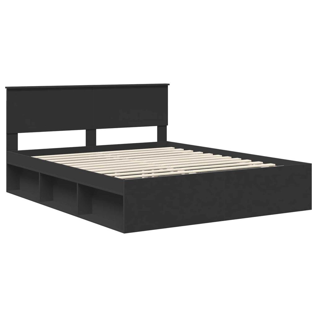 Bed Frame Black 160 x 200 cm Solid Pine Wood