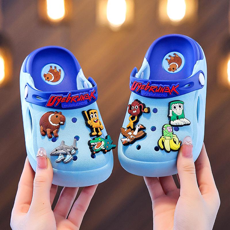 2026 Kids' Non-Slip Summer Clogs, Soft-Soled Sandals, Classic Mountains and Seas Design for Boys (0-8 Years)