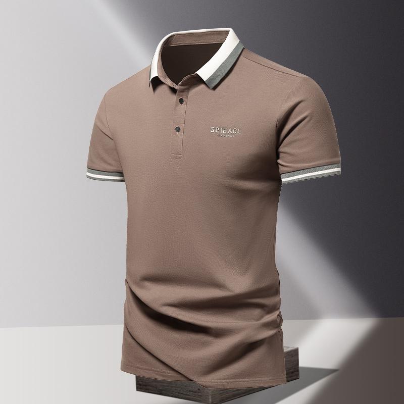 Summer Men's POLO Shirt Fashionable Ice Silk Quick Drying Short Sleeved T-shirt  Solid Color Loose Fitting Business Collar Top