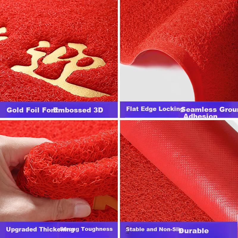 Boneng Welcome Mat Entrance Doormat Red Carpet Loop Pile Floor Mat for Home Entrance And Reception Area, 80x120cm