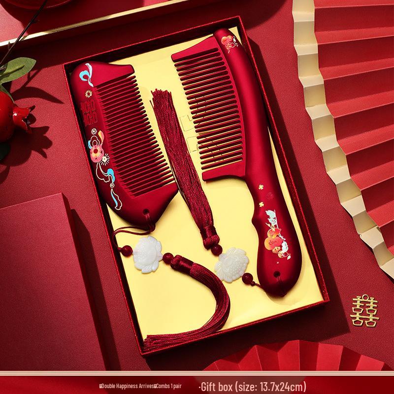Bridal Red Mirror & Comb Set - Perfect Pre-Wedding Accessory No Specifications