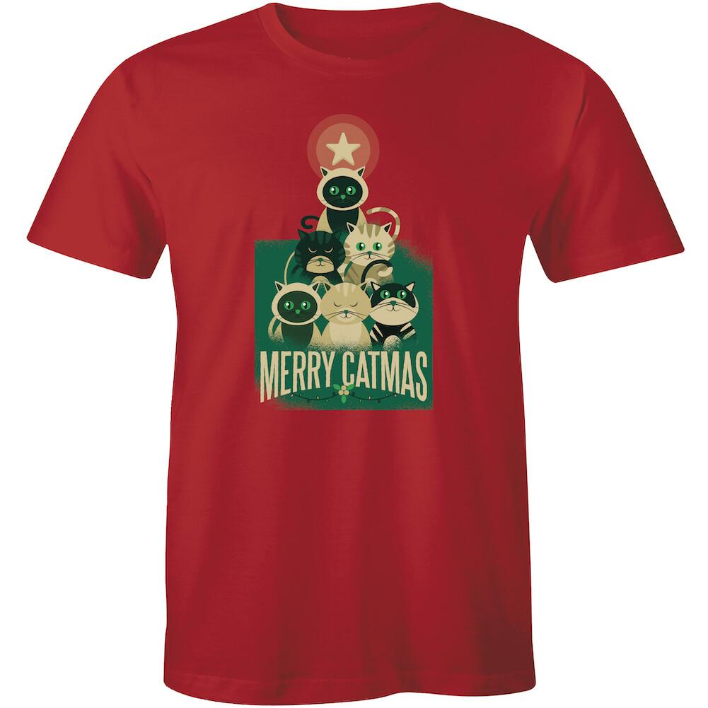 Merry Catmas Christmas Cat Tree Funny Meowy Catmas Men s T-shirt XXL