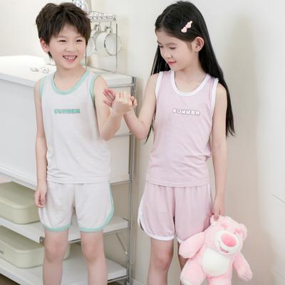 Children's Casual Vest Parent-child Summer Boys Pajamas Thin Girls Sleeveless Home Wear Set