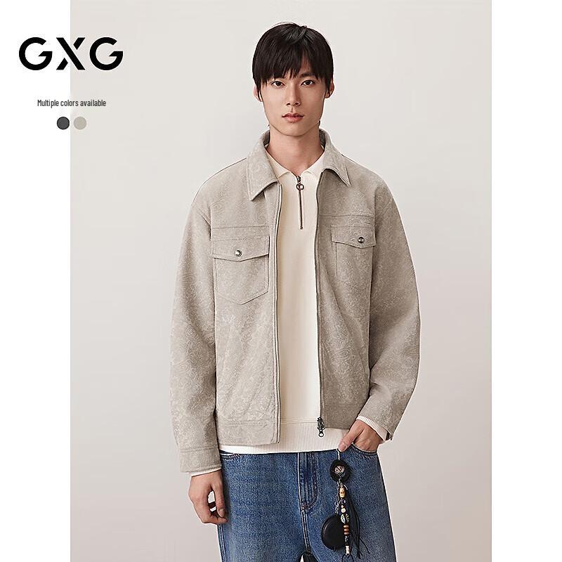 GXG Men's Retro Floral Textured Oversized Casual Jacket