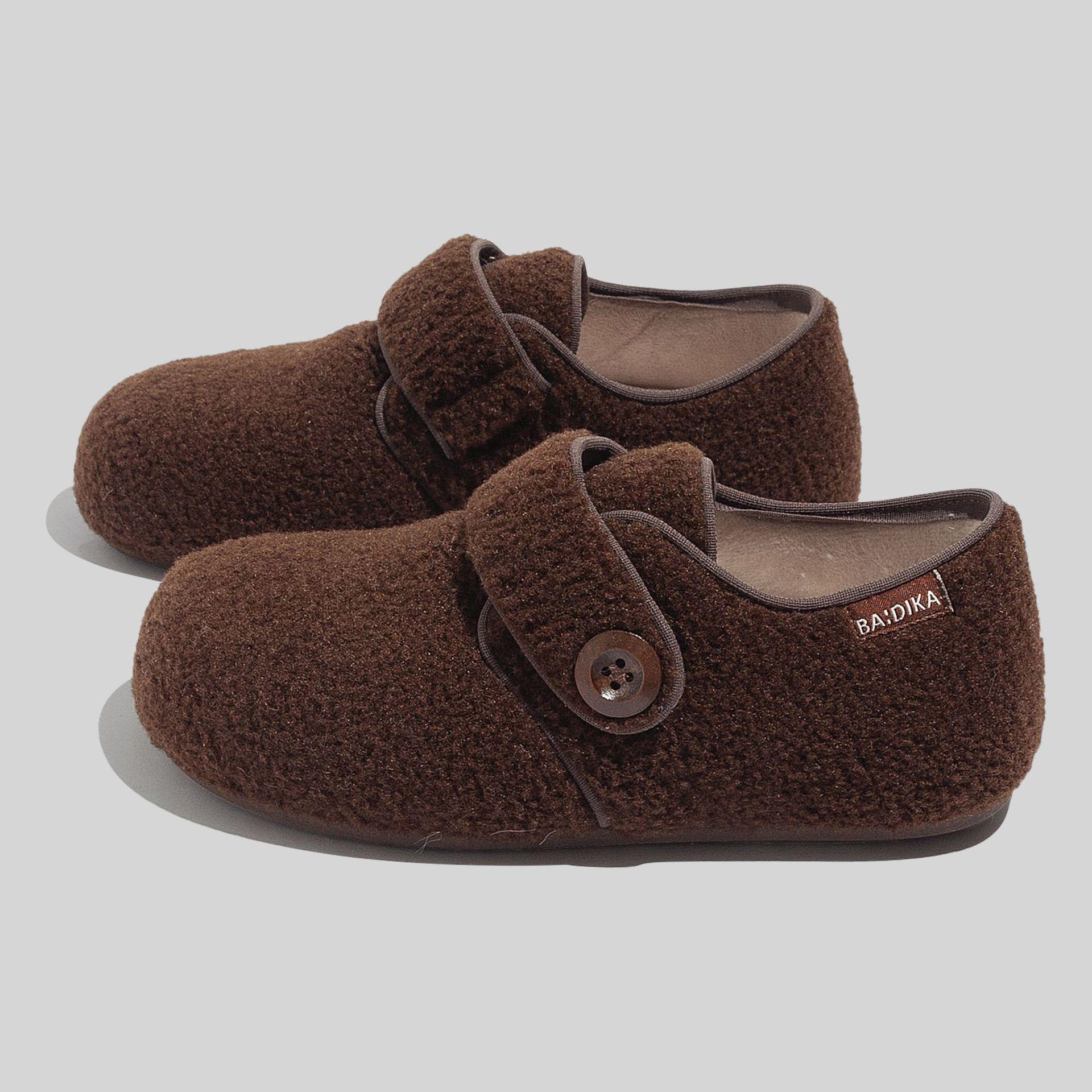 Vintage velvet Birkenstocks winter leopard plaid Velcro thermal cotton 35