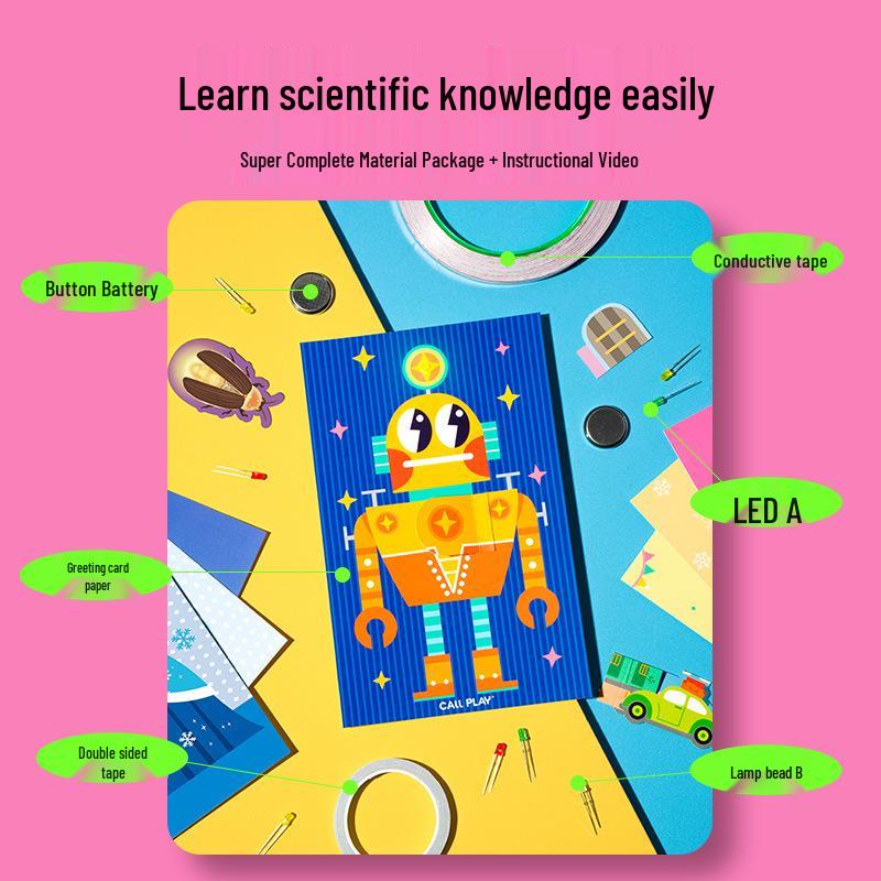 Ke Da Duck Magic Paper Circuit DIY Light-Up New Year Greeting Card - Educational Physics Toy