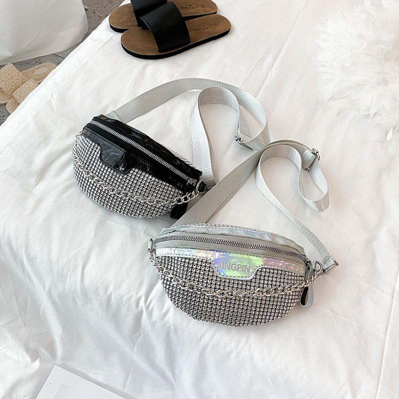Casual Rhinestones Waist Pack Shiny Crystal Fanny Packs Crossbody Bags Evening CLE