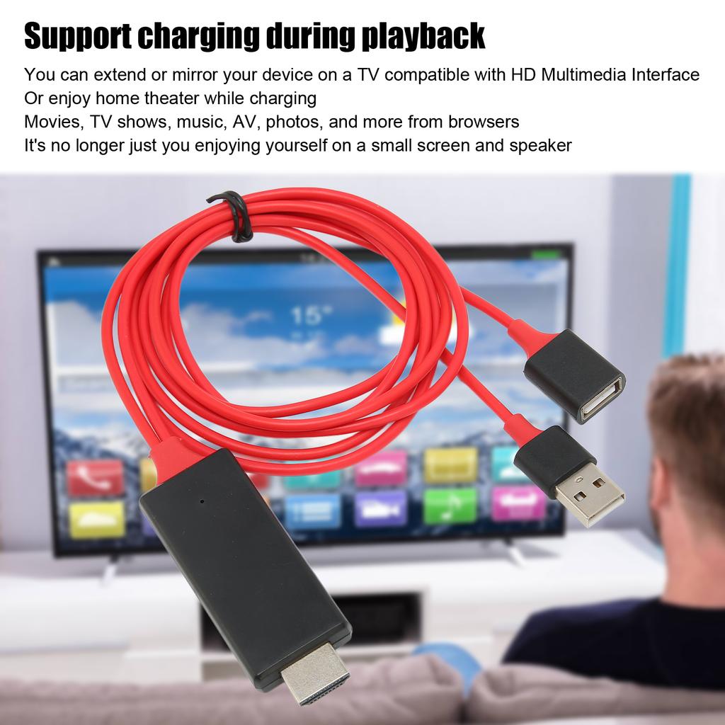 HDTV Cable Adapter 1080P HD Multimedia Interface Cable Adapter for TV Display Projector