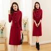 Two-piece Knitted Dress Set for Women Solid Color Long-sleeved Sweater Casual Pullover Warm Pullover Dress Knitwear
