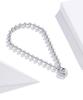 European & American Sterling Silver White Gold Plated Beaded Bracelet, Unisex, Versatile, S925, SCB203