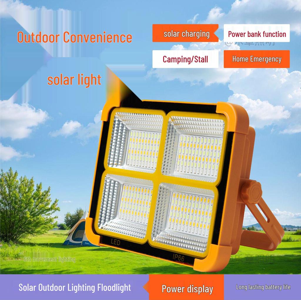 Rechargeable Solar Camping & Floodlight: High-Capacity Outdoor Emergency Lamp