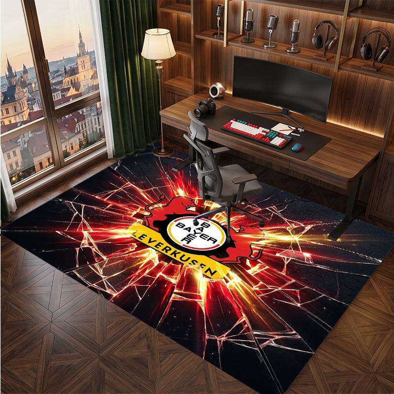Bayer Leverkusen Football Print Crystal Velvet Rug, Comfortable Water Absorbent Non Slip Indoor Floor Carpet