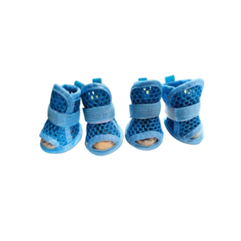 4Pcs Mesh Dog Shoes Non Slip Elastic Strap Cooling Pet Sandals Soft Sole Wear Resistant Boots for Summer Walking Use