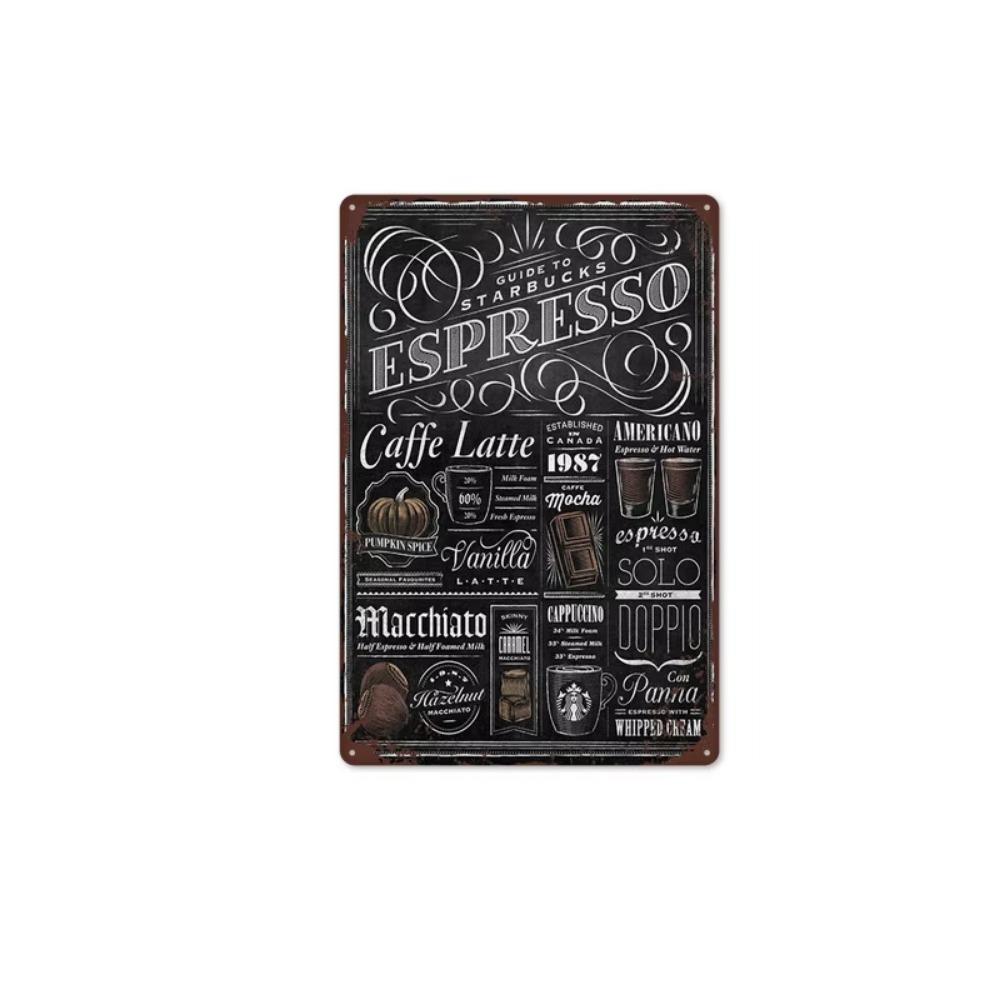 New Style Vintage Coffee Poster Tin Art: Industrial-style Decorative Wall Hanging for Background Walls