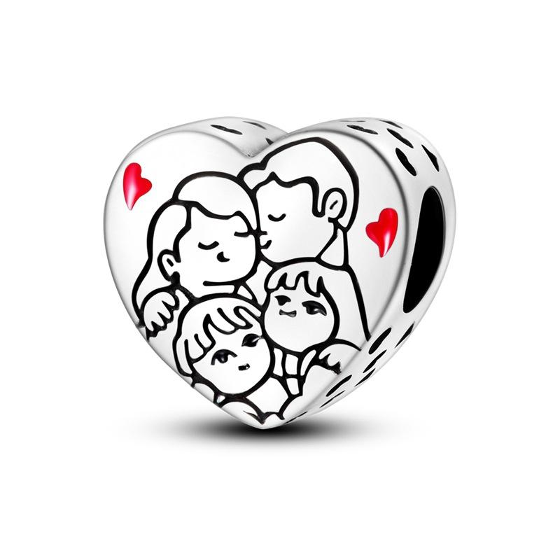 Copper Plated 925 Silver Family Friendship Series Love Beads Pendant Diy Beads Bracelet Necklace