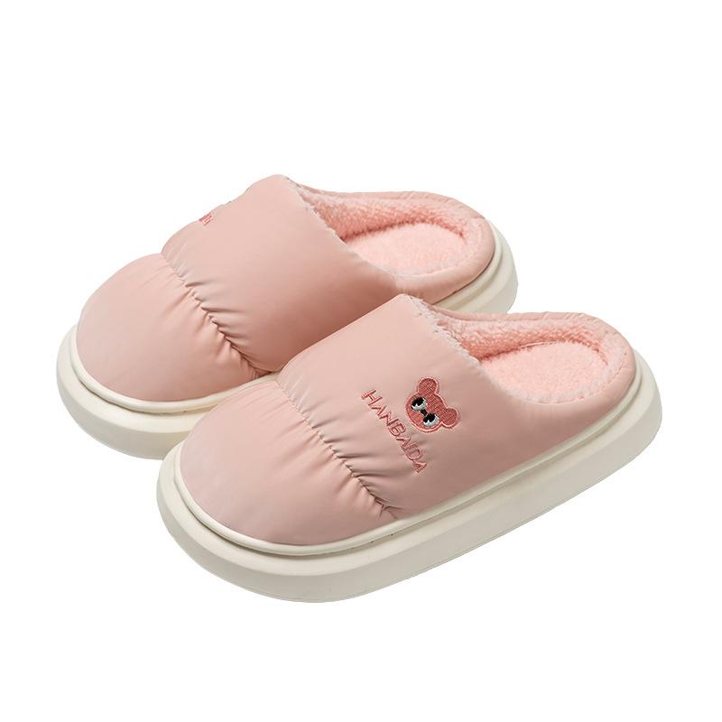 Autumn Winter Warm Cotton Slippers Men Women Indoor Home Anti Slip Waterproof Plush Slippers Outdoor