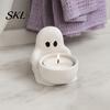 Ghost Themed Home Decoration Halloween Candle Holder, Cute 3D Printed Tea Light Holder for Decor Scented Candles, Small Tabletop Candy Dish