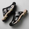 Comfy Summer Flats Hot Sale Mens Sandals Genuine Leather Beach Shoes Breathable Leisure Men Slippers Dual-Purpose Male Footwear