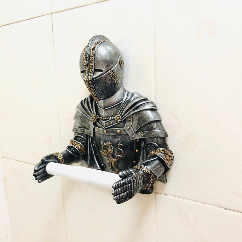 Bathroom Tissue Holder Medieval Statue Knight Toilet Paper Dispenser Free Standing Paper Towel Holder Home Decor