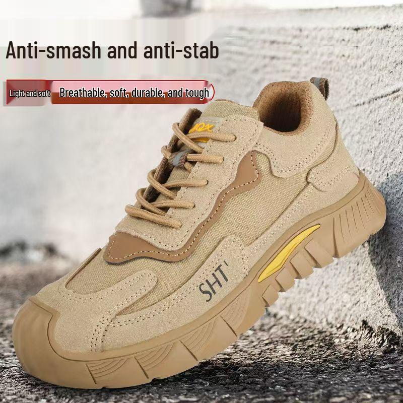 Men's Anti-Smash Steel Toe Work Shoes – Lightweight, Breathable, Puncture-Resistant, Anti-Slip, and Comfortable Construction Site Safety Footwear.