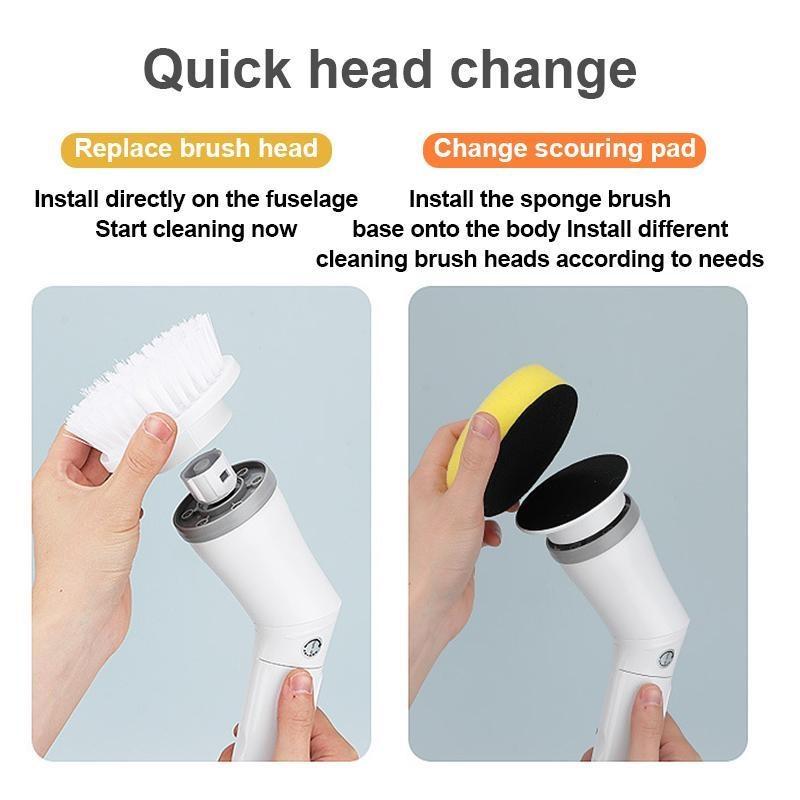 8 In 1 Household Cleaning Brush 2 Gears Cordless Spin Scrubber USB Charge Handheld Cleaning Brush for Bathroom Tub Wall Tiles Floor Kitchen