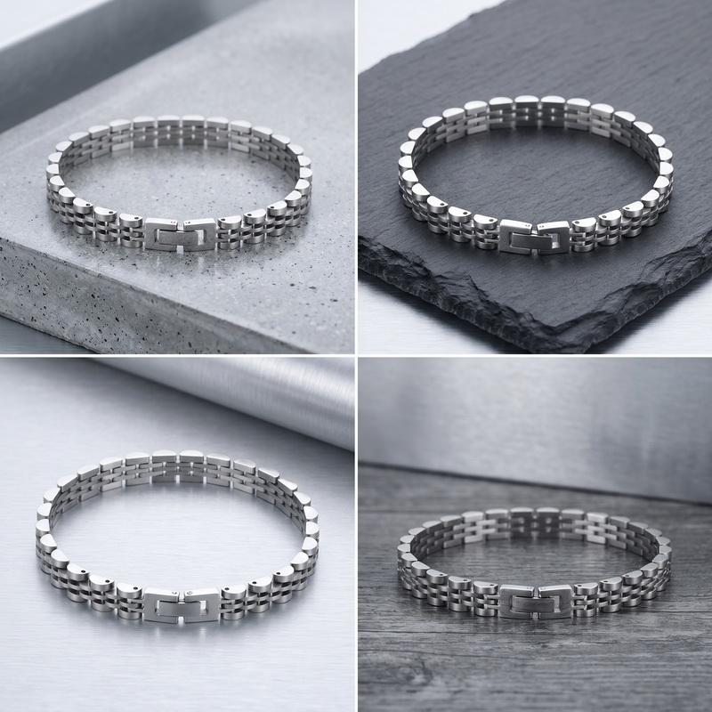 Heren RVS 5-delige schakelarmband voor Man Vrouw Sieraden Waterdicht Cadeaus Armbanden 8MM Breedte Horlogeband Stijl