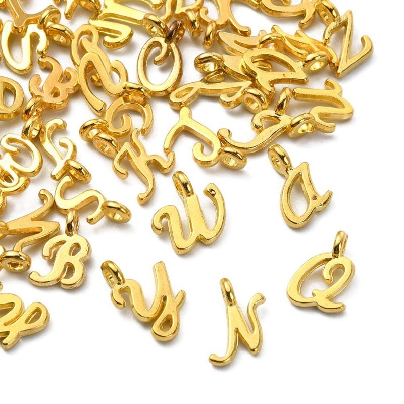 2 Set 26 A-Z Initial Letter Alloy Pendant Alphabet Charm DIY Jewellery Kit for Necklace Bracelet Earring Crafts DIY