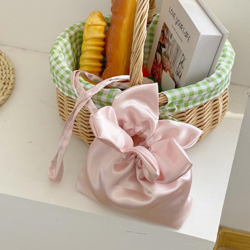 Checkered Flower Drawstring Bucket Bag Y2K Aesthetic Jacquard Shoulder Bag Summer Casual Crossbody Shoulder Bags