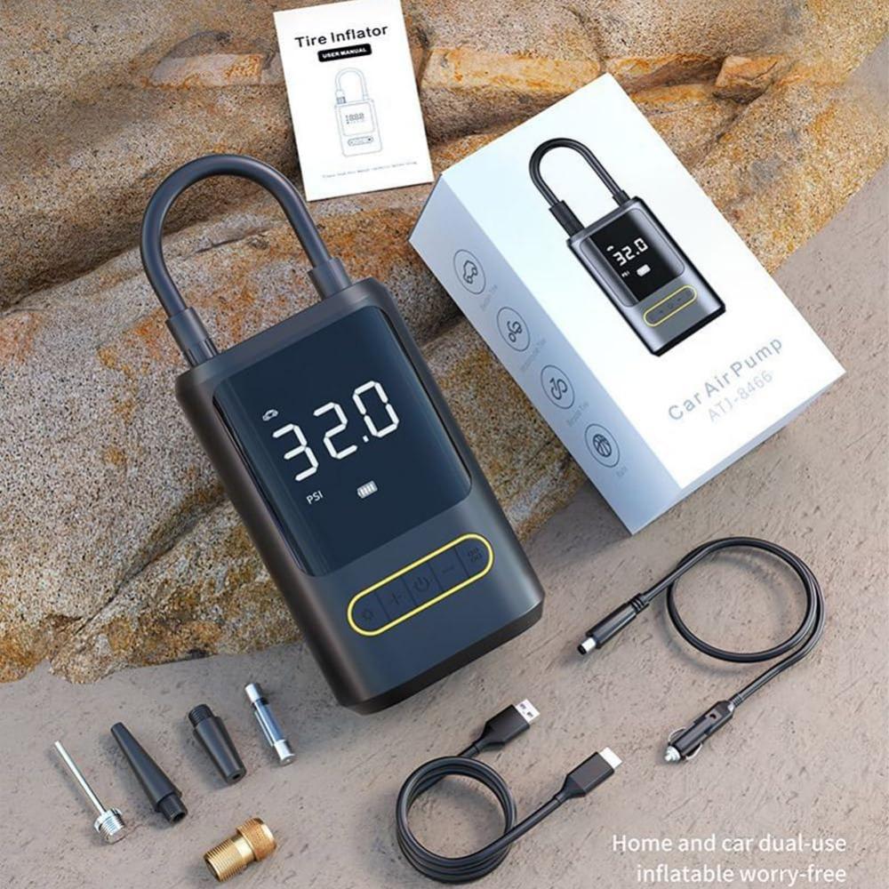 Compresor de aer portabil, 150PSI Pompă de umflat anvelope auto fără fir 4000mAh Pompă de aer reîncărcabilă cu oprire automată, 4 moduri de umflare, Ecran LCD
