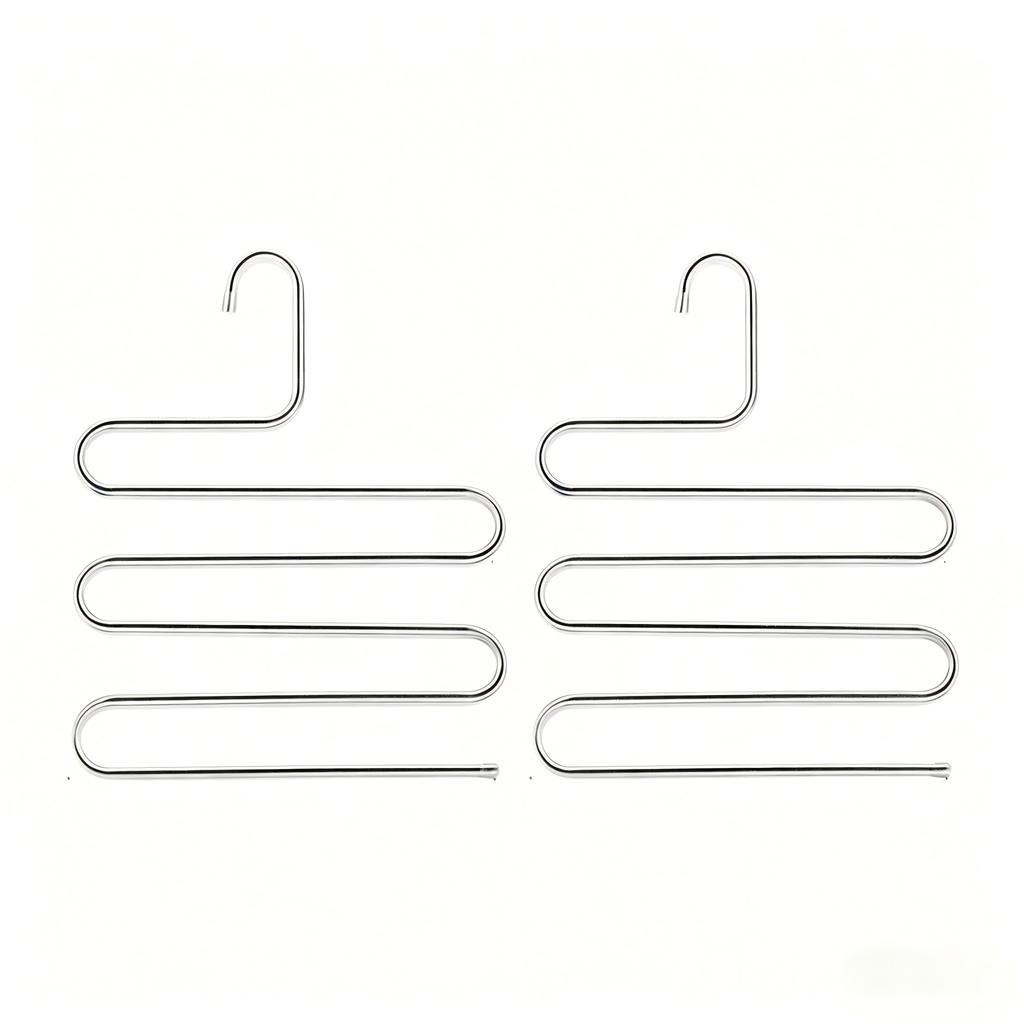 Multi Layers Stainless Steel Pants Hanger Silver Tie Clothes Rack Closet Space Saving Storage Organizer