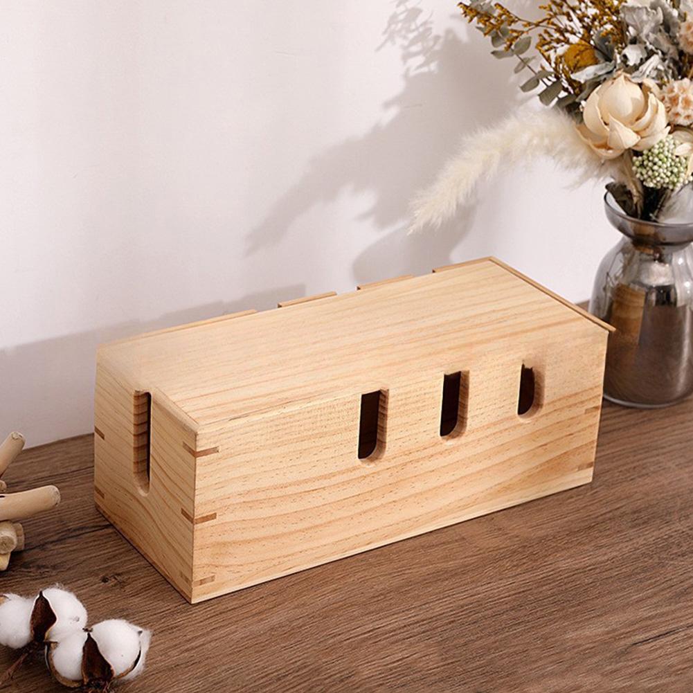 1PC Storage Box 31*13*12cm Creative Solid Wood Storage Hub: Organize Cords Storage Solution For Wires/set-top Boxes Accessories