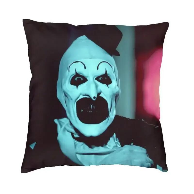 Horror Clown Halloween Movie Terrifier Cushion Cover Velvet Pillow Case Sofa Chair Square Pillowcase Living Room Decoration