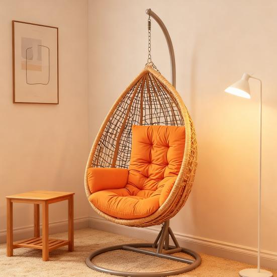 Waterproof Egg Chair Cushion Thicken Patio Hanging Basket Chair Cushion Egg Chair Cushion with Armrests for Indoor Outdoor Basket Swing