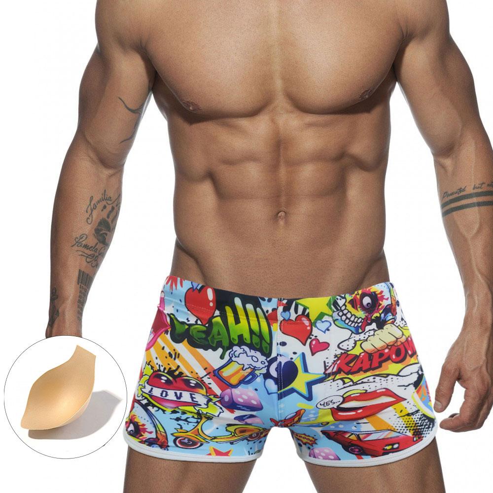 Herren-Badehose, passend für sexy Badebekleidung, Strandkleidung, Bräunen, Surfen, Aufdruck Tigger