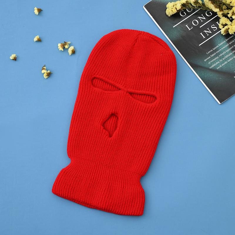 Full Face Cover Ski Mask Hat Balaclava Distressed Knitted Beanie Camouflage Men Hat Women Winter Warm Windproof Bicycle Neck Hat