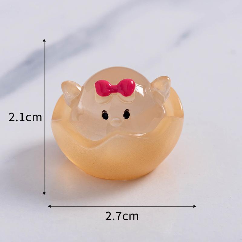 Mikrolandskap Søt Selvlysende Eggeskall Kylling Søt Kylling DIY Smykker Blindpose Tilbehør Skrivebord Bil Dekor