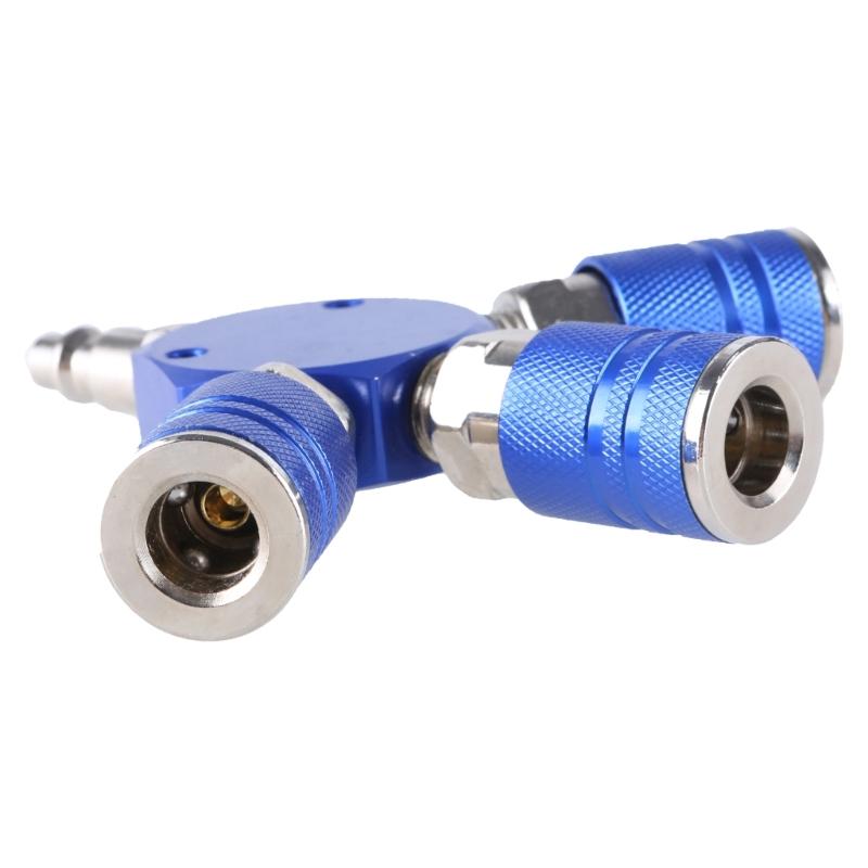 Air Splitter 3-Way Manifold with 3Pcs Industrial Coupler Plug Air Compressor Hose Accessories Quick Connector Fittings
