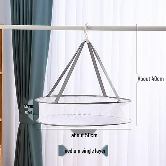 Double-Layer Rotating Windproof Drying Net Bag with Anti-deformation Hanger for Large Capacity Clothes Drying