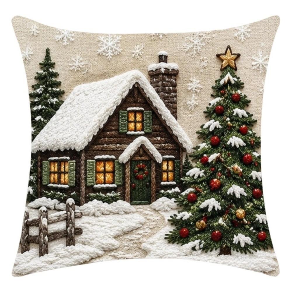Soft Christmas Pillow Covers 2D Printed Xmas Pillowslip Xmas Throw Cushion Case Car