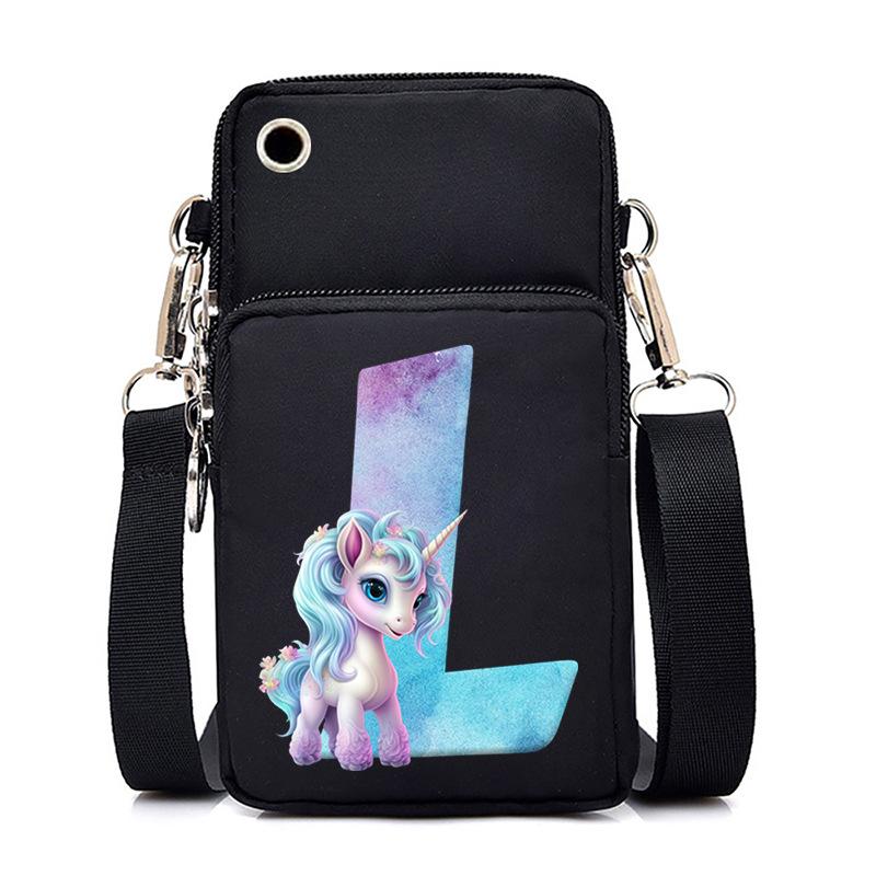 Sac de téléphone portable à imprimé lettre Licorne Léger à transporter Sac bandoulière multifonction