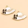 Gold-Enamel Double-Sided Stainless Steel Pendant with French-Style Beauty Accessories Design