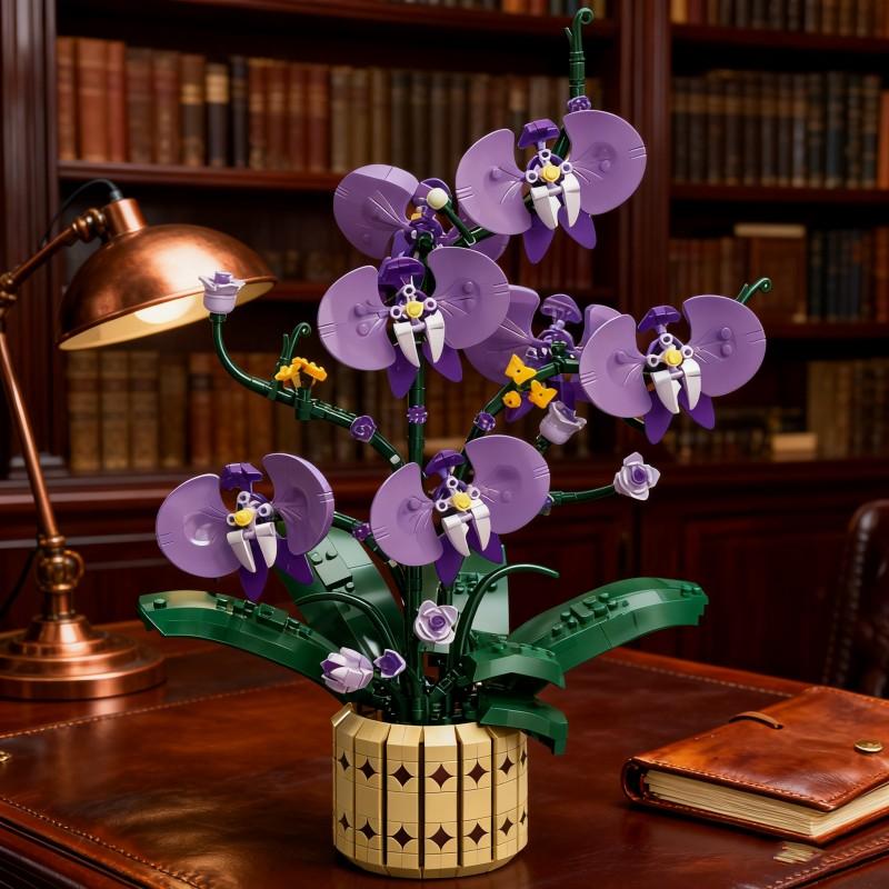 Ungiftige 832 Teile Phalaenopsis Orchidee Bausteine Konservierte Blume Vase Steine Heimdeko Ornament Kinder DIY Spielzeug Romantische Feiertagsgeschenke