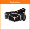 Fashionable Punk Style Wide Waist Belt With Square Rivet Embellishments