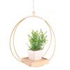 Macrame Hanging Basket Holder Golden Flower Pot Hanger Hanging Plant Wooden Hanging Basket for Indoor Outdoor Garden